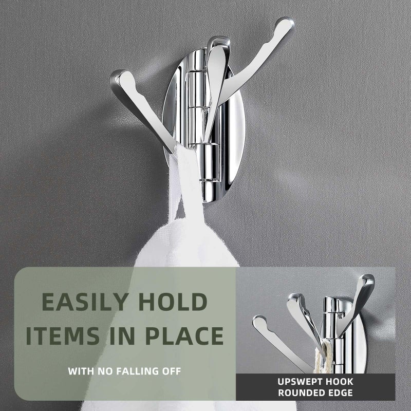 Angle Simple Bathroom Towel Hook Swivel, Metal Hand Towel Hook for Wall, Foldable Robe Coat Hanger, Chrome - Image 5